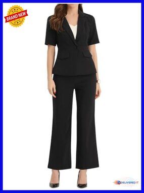 Women's Dressy 2 Piece Pant Suit Set Blazer & Pants Work Office Outfit